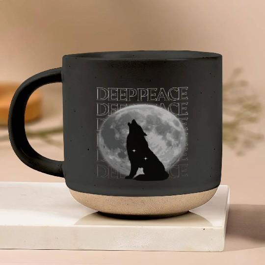 Wolf Howling at Full Moon Design Pottery Mugs