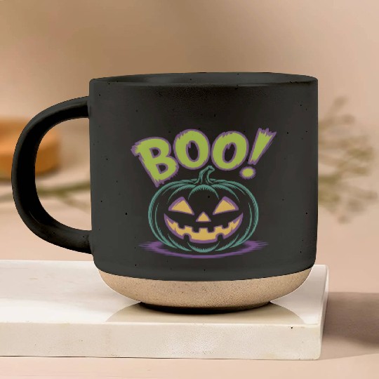 Spooky Halloween Jack-o'-Lantern Design Pottery Mugs