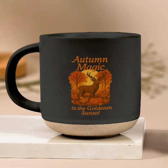 Autumn Magic in the Golden Sunset – Majestic Deer Pottery Mugs