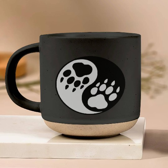 wolf paw ying yang Pottery Mugs