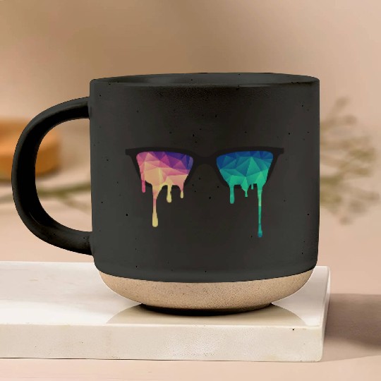 Abstract Psychedelic Nerd Glasses with Color Drops Pottery Mugs