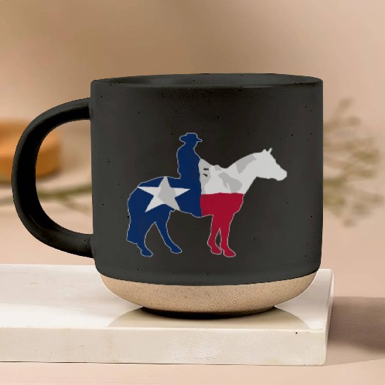 Texas Cowboy Flag Pottery Mugs