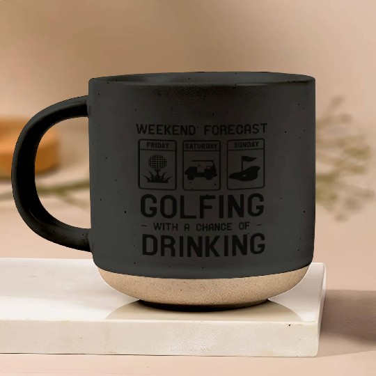 Weekend forecast. Golfing and Drinking Pottery Mugs