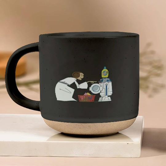 Funny Star Wars r2d2 and Leia comic Pottery Mugs