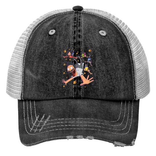 Bobs Burgers Comic Art Family Falling Print Trucker Hats