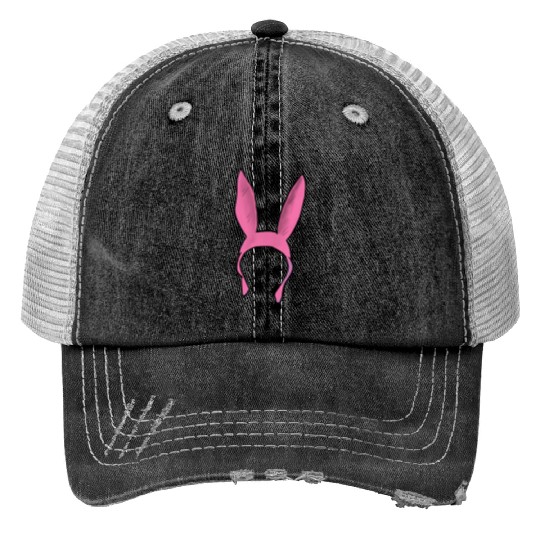 Pink Bunny Hat  Bobs Burgers Inspired   HeckinFarOut Print Trucker Hats