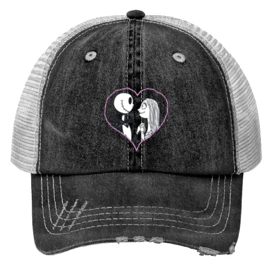disneys The Nightmare Before Christmas Jack Sally Heart Print Trucker Hats