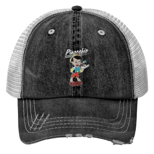disneys Pinocchio And Jiminy Cricket Print Trucker Hats