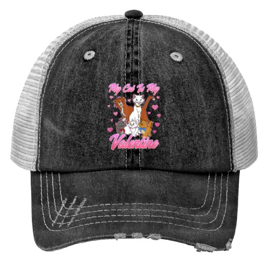 Disney Aristocats Valentine'S Day My Cat Is My V Print Trucker Hats