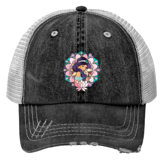 Disney Aladdin Jasmine Stained Glass Lotus Graph Print Trucker Hats