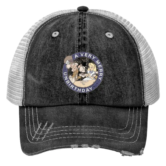 Disney Alice In Wonderland Mad Hatter Un-Birthday Print Trucker Hats