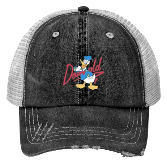 Disney Mickey And Friends Donald Duck Signature Portrait Print Trucker Hats