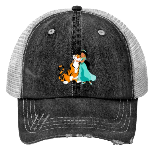 Disney Aladdin Princess Jasmine and Rajah Friends Print Trucker Hats