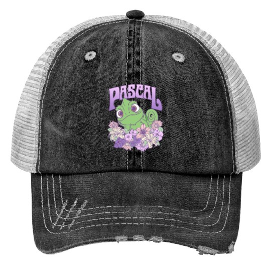 Disney Tangled Cute Pascal Floral Pastel Big Chest Portrait Print Trucker Hats
