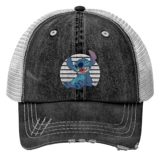 Stitch And Toothless Print Trucker Hats Disney Classic Winking Stitch