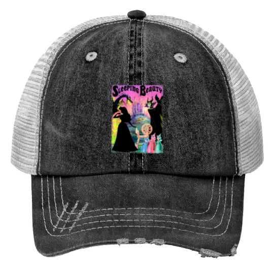 Witches Print Trucker Hats Disney Sleeping Beauty Aurora Maleficent Poster