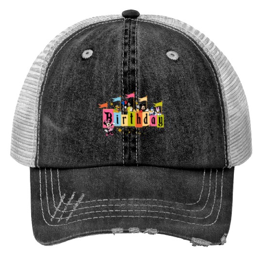 Disney Birthday Print Trucker Hats, Disney Birthday Girl Print Trucker Hats