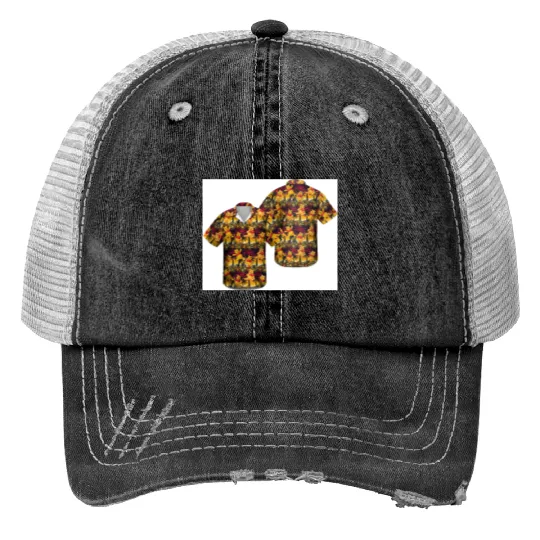 Winnie the pooh hawaiian Print Trucker Hats, disney hawaiian Print Trucker Hats