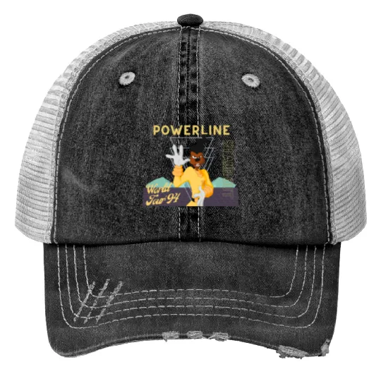 Disney Powerline World Tour 94 Print Trucker Hats 4 | Disney Print Trucker Hats | A Goofy Movie Print Trucker Hats | Unisex | Anime Manga Vintage