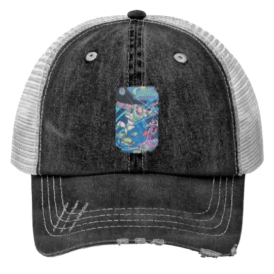 Retro Buzz Lightyear Print Trucker Hats, Retro Toy Story, Buzz Lightyear, Toy Story Print Trucker Hats, Disney Print Trucker Hats,  Toy Story