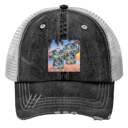 Tomorrowland Disney Inspired  Hawaiian Print Trucker Hats