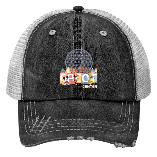 Vintage Epcot Print Trucker Hats, Disney Epcot Print Trucker Hats, Epcot Center Print Trucker Hats