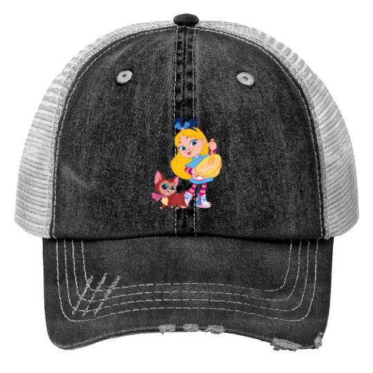 Disney Alices Wonderland Bakery Alice and Dinah Premium Print Trucker Hats, Magic Kingdom Trip Unisex Print Trucker Hats