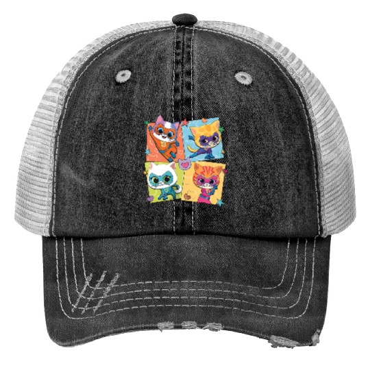 Disney Junior SuperKitties Pounce, Full Team Print Trucker Hats, SuperKitties Character Print Trucker Hats