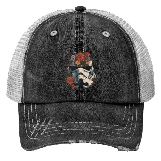 Stormtrooper Floral Flower Retro Print Trucker Hats Disneyland Summer Trip 2023 Print Trucker Hats