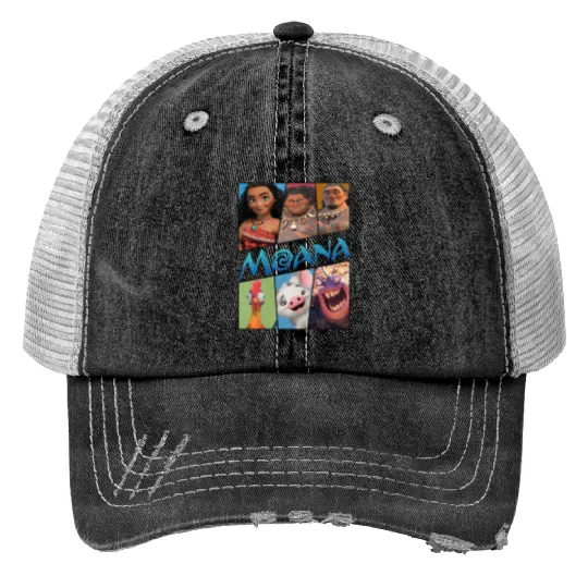 Disney Moana Group Shot Panels Print Trucker Hats