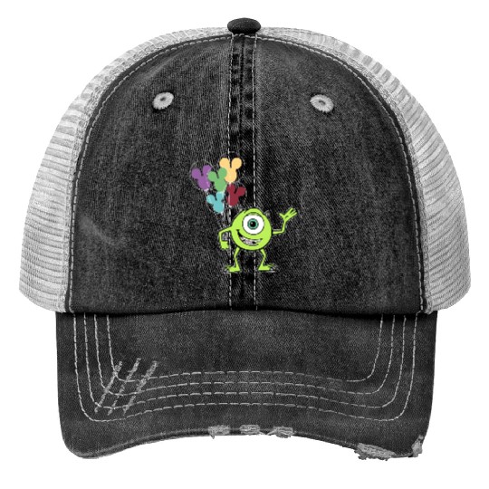 Disney Monsters Inc Print Trucker Hats, Mike Wazowski Print Trucker Hats, Monsters University Print Trucker Hats