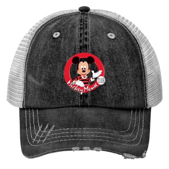 Vintage Disney Mickey Mouse Club Vinyl Graphic Print Trucker Hats