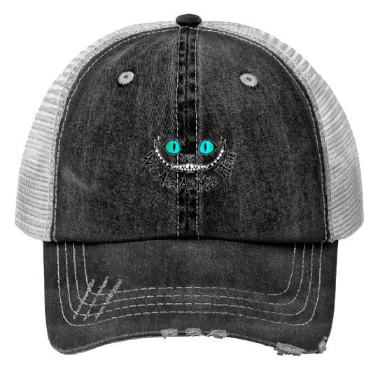 We Are All Mad Here Print Trucker Hats, Disney Alice In Wonderland Mad Print Trucker Hats