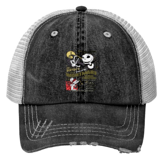 Retro The Nightmare Before Christmas Print Trucker Hats, Jack Skellington Print Trucker Hats, Disney Halloween Print Trucker Hats