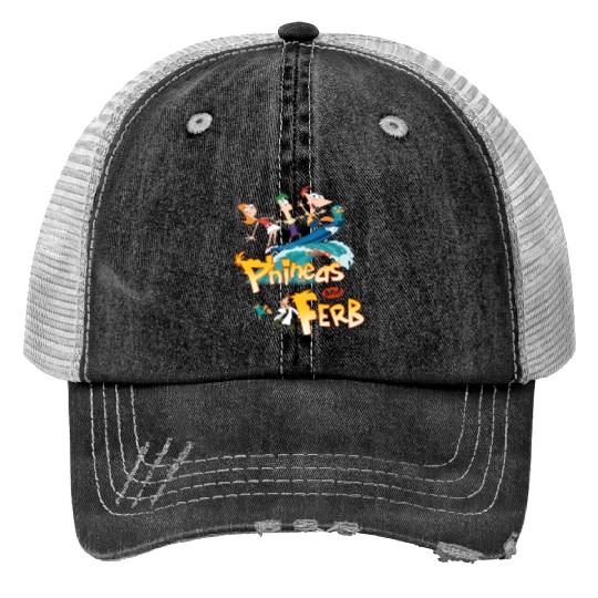 Disney Phineas And Ferb Funny Cartoon Print Trucker Hats, Disney Perry Print Trucker Hats