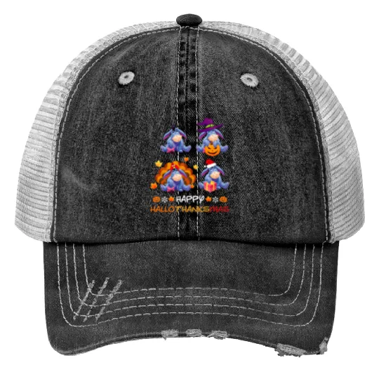 Halloween Thanksgiving Christmas Eeyore Print Trucker Hats, Disney Eeyore Print Trucker Hats Print Trucker Hats