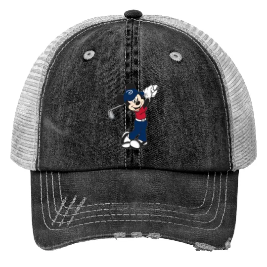 Mickey Golf Print Trucker Hats, Disney Unisex Print Trucker Hats, Disney Family Matching Print Trucker Hats