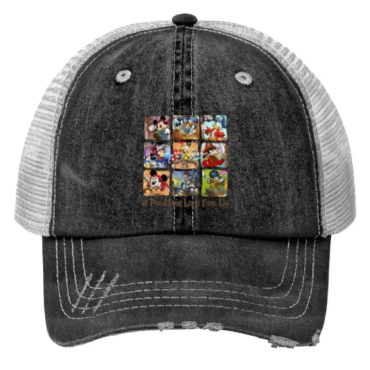 Disney Mickey Mouse & Friends Custom Pirates Of Caribbean A Pirate's Life Print Trucker Hats