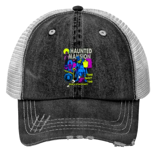 Vintage The Haunted Mansion  Print Trucker Hats, Disney The Haunted Mansion Print Trucker Hats