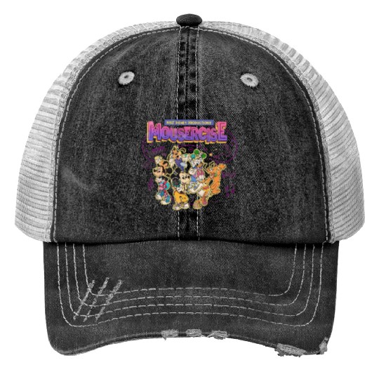 Mousercise Print Trucker Hats, Vintage Disney Print Trucker Hats