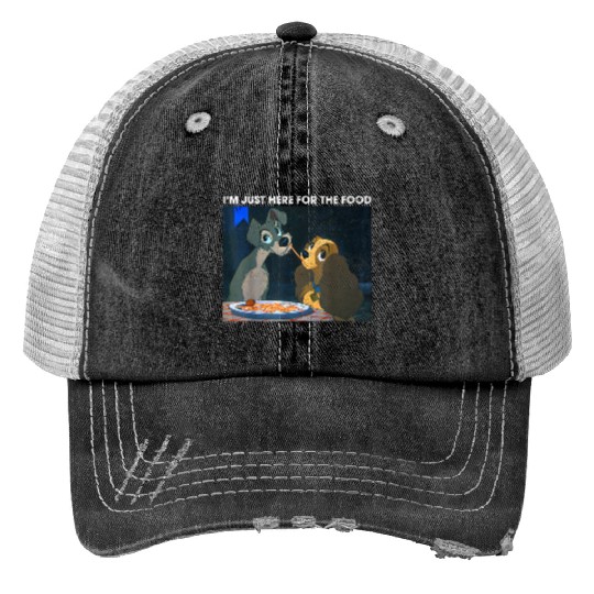 Disneyss The Lady And The Tramp I'm Just Here For The Food Print Trucker Hats