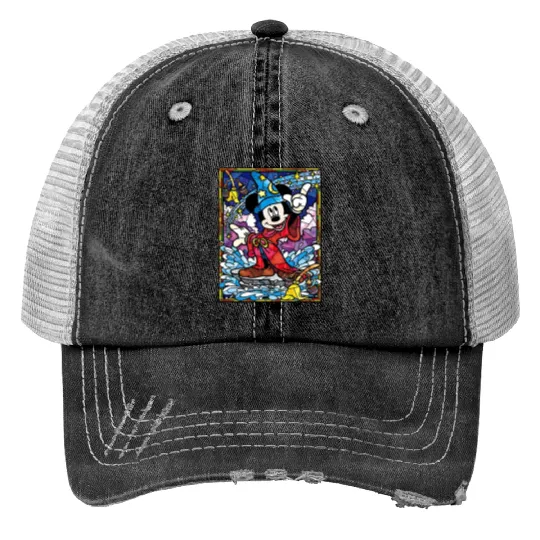 Disney Sorcerer Mickey Print Trucker Hats, Mickey Mouse Magic
