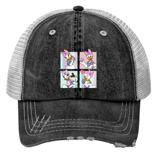 Disney Daisy Duck  Print Trucker Hats, Disney Girls Print Trucker Hats, Disney Aesthetic Print Trucker Hats, Disneyworld Print Trucker Hats, Disneyland Print Trucker Hats
