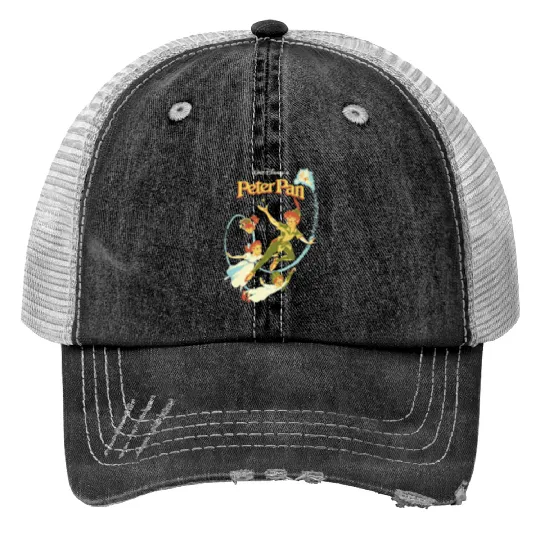 Vintage Peter Pan Print Trucker Hats | Peter Pan Graphic Print Trucker Hats | Disneyland Graphic Print Trucker Hats