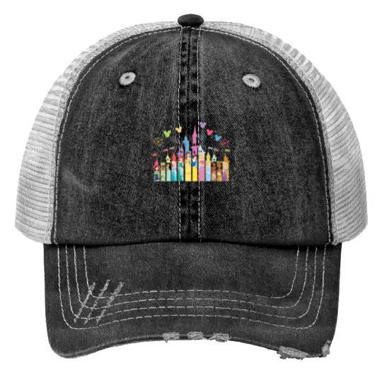 Disney Princess Castle Print Trucker Hats, Disney Vacation Print Trucker Hats, Disney Castle