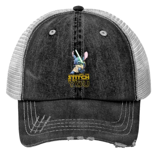 Stitch Star Wars Print Trucker Hats, Stitch Disney Print Trucker Hats, Matching Disney Print Trucker Hats