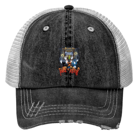 Retro Mickey And Friends Tower Of Terror Print Trucker Hats, Mickey And Friends Print Trucker Hats, Disneyworld Disney Print Trucker Hats