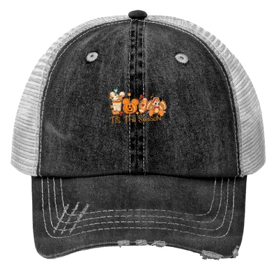 Disney Fall Season Print Trucker Hats, Mickey Tis The Season Print Trucker Hats, Thanksgiving Pumpkin Print Trucker Hats