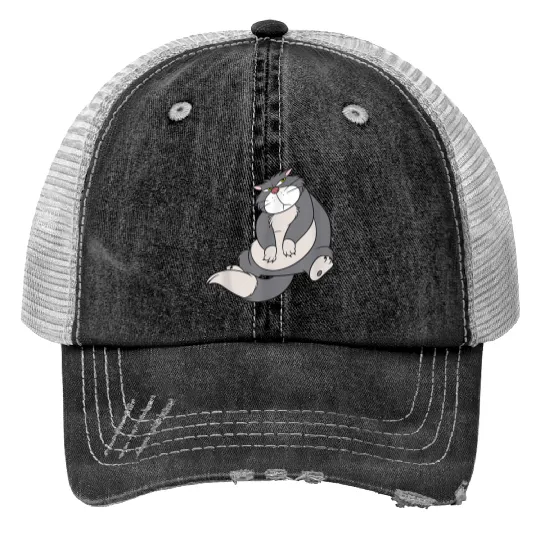 Annoyed Cute Lucifer Cat Print Trucker Hats, Cinde Print Trucker Hats, Disney Villains Print Trucker Hats