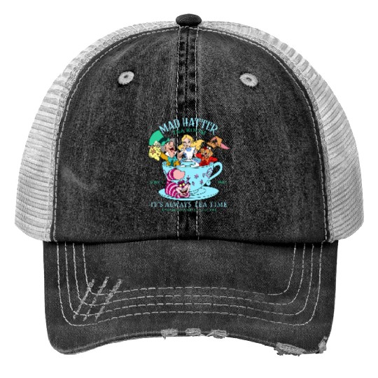 Vintage Alice in Wonderland Print Trucker Hats, Mad Hatter Print Trucker Hats, Tea Party Print Trucker Hats, Disney Family Vacation, Disneyland Trip
